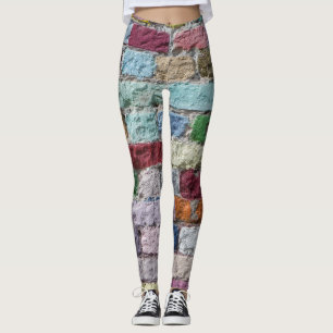 Farbige bemalte Ziegelwandstruktur Leggings