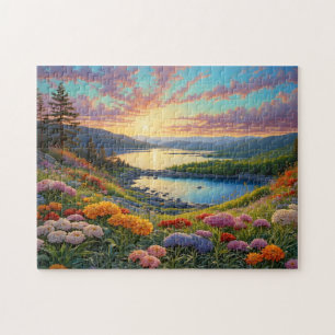 Farbige Bergsee-Blumen-Kunst