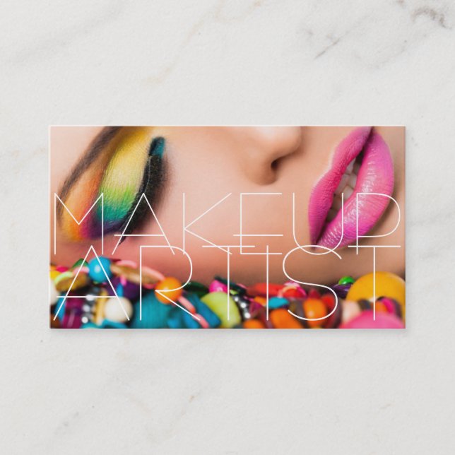 Farbige Berufliche Makeup-Künstlerkarte Visitenkarte (Vorderseite)