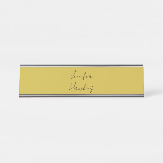 Farbige berufliche schlichte Handschrift Schreibtischnamensplakette (Vorderseite )