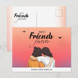 Farbige BESTE FREUNDIN Sunset Postcard mit Zitat u Postkarte