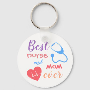Farbige beste Krankenschwester und Mama je Button- Schlüsselanhänger