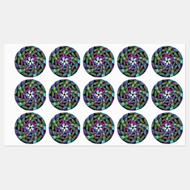 Farbige Bewegungen Abstrakte Trippy Fraktal Art Etiketten (Blatt)