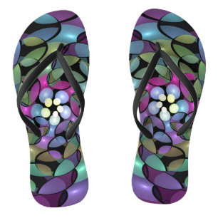 Farbige Bewegungen Abstrakte Trippy Fraktal Art Flip Flops