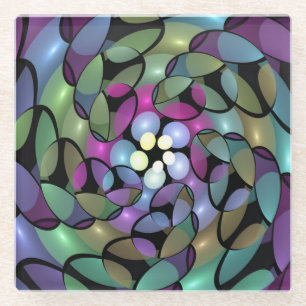 Farbige Bewegungen Abstrakte Trippy Fraktal Art Glasuntersetzer