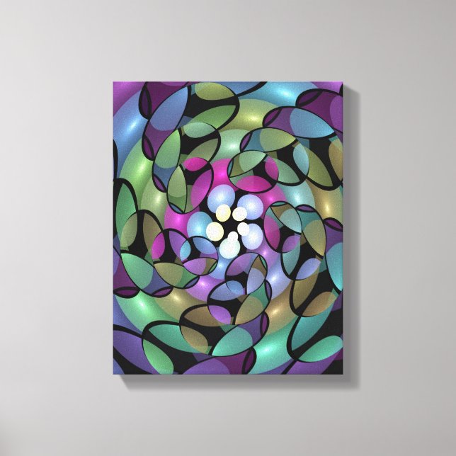 Farbige Bewegungen Abstrakte Trippy Fraktal Art Leinwanddruck (Vorderseite)