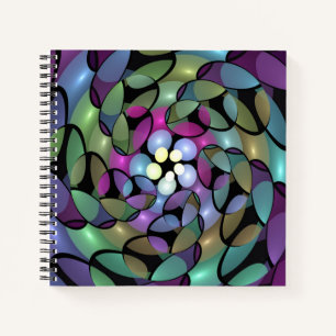 Farbige Bewegungen Abstrakte Trippy Fraktal Art Notizbuch