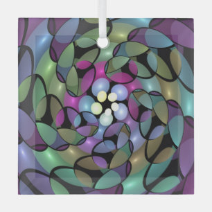 Farbige Bewegungen Abstrakte Trippy Fraktal Art Ornament Aus Glas