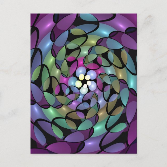 Farbige Bewegungen Abstrakte Trippy Fraktal Art Postkarte (Vorderseite)