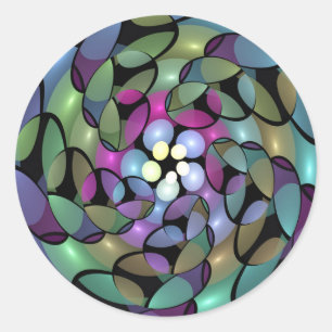 Farbige Bewegungen Abstrakte Trippy Fraktal Art Runder Aufkleber