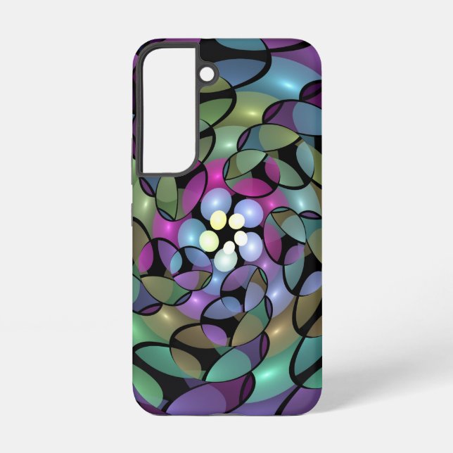 Farbige Bewegungen Abstrakte Trippy Fraktal Art Samsung Galaxy Hülle (Rückseite)