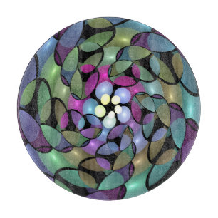 Farbige Bewegungen Abstrakte Trippy Fraktal Art Schneidebrett