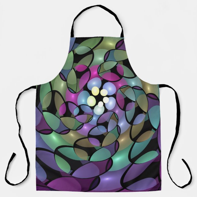 Farbige Bewegungen Abstrakte Trippy Fraktal Art Schürze (Vorderseite)