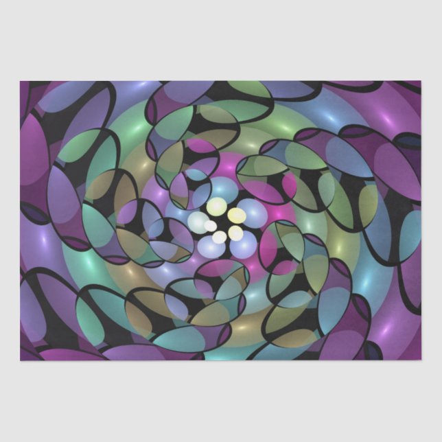Farbige Bewegungen Abstrakte Trippy Fraktal Art Seidenpapier (Vorderseite)