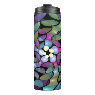 Farbige Bewegungen Abstrakte Trippy Fraktal Art Thermosbecher