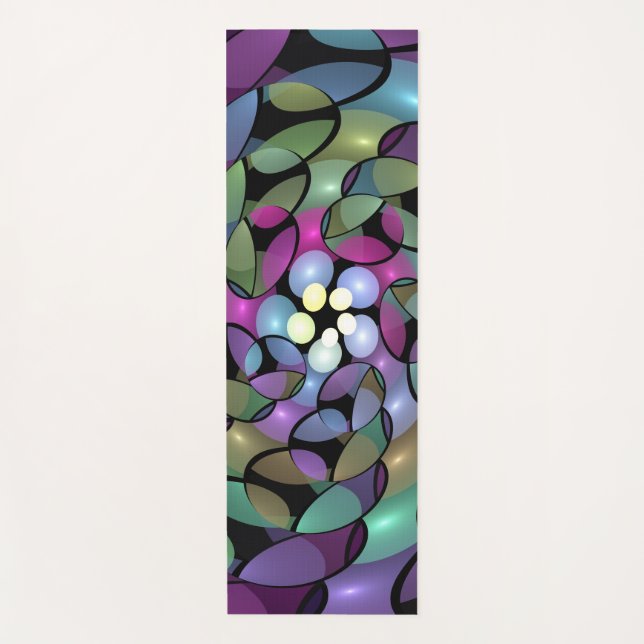 Farbige Bewegungen Abstrakte Trippy Fraktal Art Yogamatte (Vorderseite)
