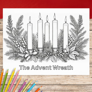 Farbige Bilder von Adventskranz und Kerzen Poster