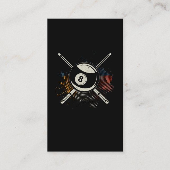 Farbige Billard Queue Pool Acht Ball Billard Visitenkarte (Vorderseite)