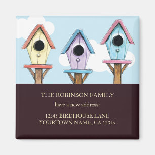 Farbige Birdhouses   New Address Keepake Magnet
