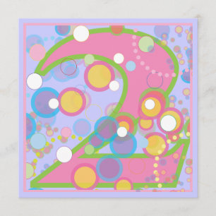 Farbige Bläschen 2. Geburtstags-Party Einladung