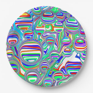 Farbige Blasen Abstrakte digitale Kunst Pappteller