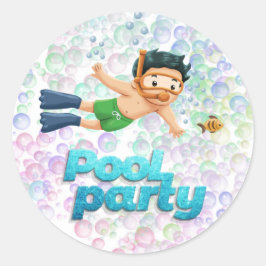 Farbige Blasen Pool Party Runder Aufkleber