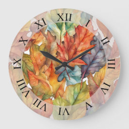 Farbige Blätter des Herbstes Große Wanduhr