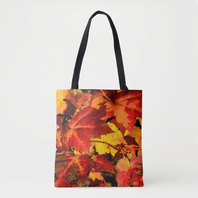 Farbige Blätter im Herbst, goldfarbenes orangefarb Tasche (Vorderseite)