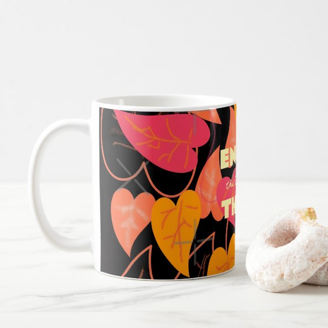 Farbige Blätter Kaffeetasse (Mit Donut)