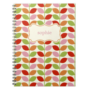 Farbige Blätter Personalisiertes Notebook - Rosa Notizblock