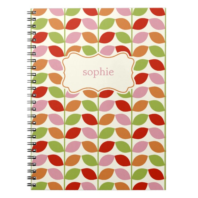 Farbige Blätter Personalisiertes Notebook - Rosa Notizblock (Vorderseite)