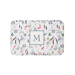 Farbige Blätter und Federn Badematte