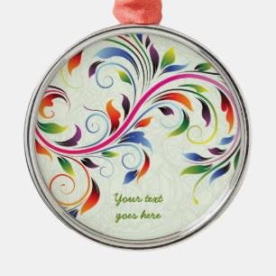 Farbige Blattrolle, Limette Blumen Retro-Ornament Ornament Aus Metall