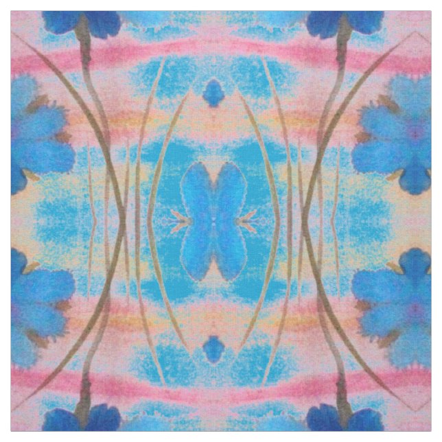 Farbige Blau- und Rosa Blumendrucke Stoff (Muster)