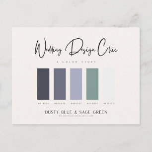 Farbige blaue Farbpalette mit Hex-Codes Postkarte