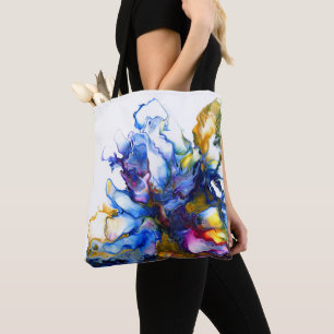 Farbige Blaue Gold Abstrakt Marmor Kunst Tasche