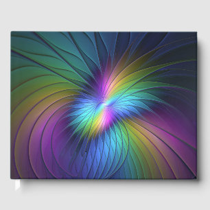 Farbige Blaue Moderne Abstrakte Fractal-Kunst Gästebuch
