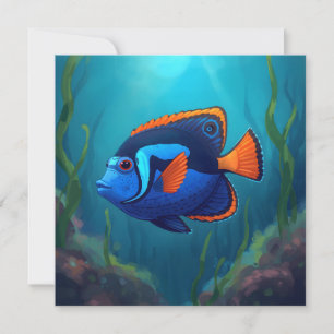 Farbige Blaue Orange Tropische Fische und Korallen Karte