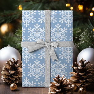 Farbige Blaue und Weiße Schneeflocken Weihnachten Geschenkpapier