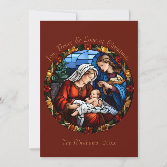 Farbige Bleiglas-Vintage-Weihnachtskarte (Vorderseite)