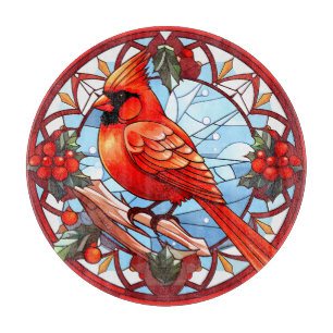 Farbige Bleiglas-Weihnachts-Nordkardinal Schneidebrett