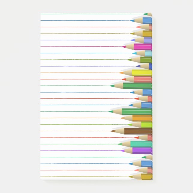 Farbige Bleistift-Linien Post-it Klebezettel (Vorderseite)