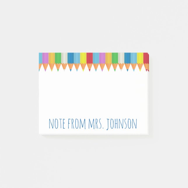 Farbige Bleistifte 2 Post-it Klebezettel (Vorderseite)