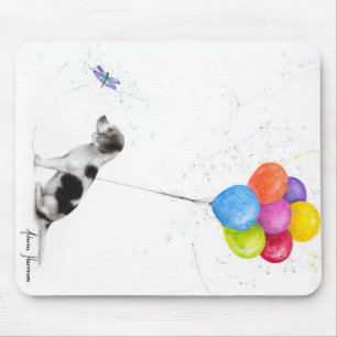 Farbige Bleistiftzeichnung des Beagle-Hundes und B Mousepad