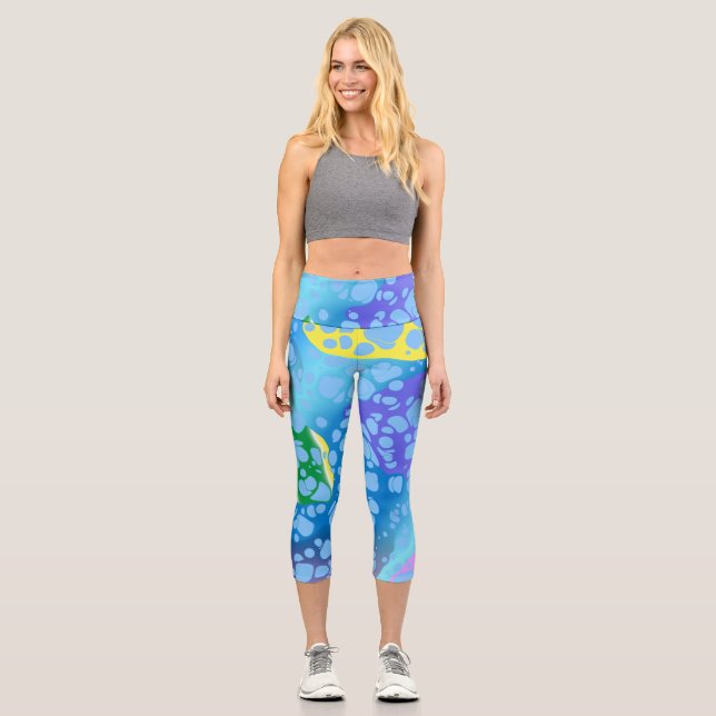 Farbige Blobs Capri Leggings (Vorderseite)