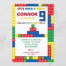 Farbige Blöcke 9. Geburtstagsparty Gebäude Block