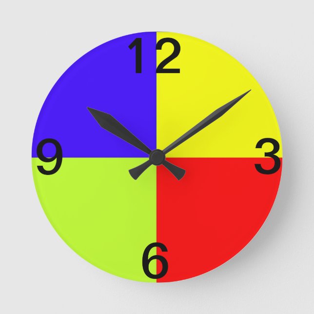Farbige Blockkunst Runde Wanduhr (Vorderseite)