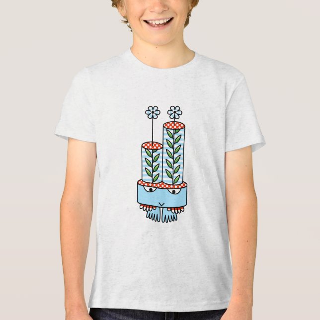 Farbige Blume-ähnliche Kawaii-süße Figur-Shirts Tri-Blend Shirt (Vorderseite)