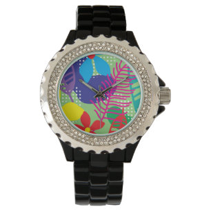 Farbige Blume Armbanduhr