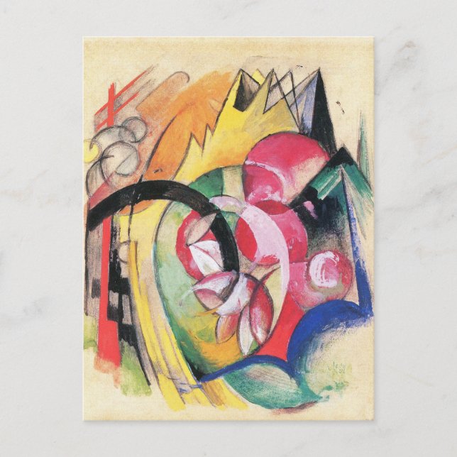 Farbige Blume (auch Abstrakte Formen) von Franz Ma Postkarte (Vorderseite)